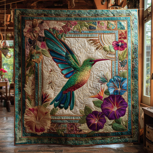 Hummingbird Flower Glow CW2708090CL Quilt
