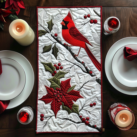 Cardinal Lovers XR1909009CL Quilted Table Runner