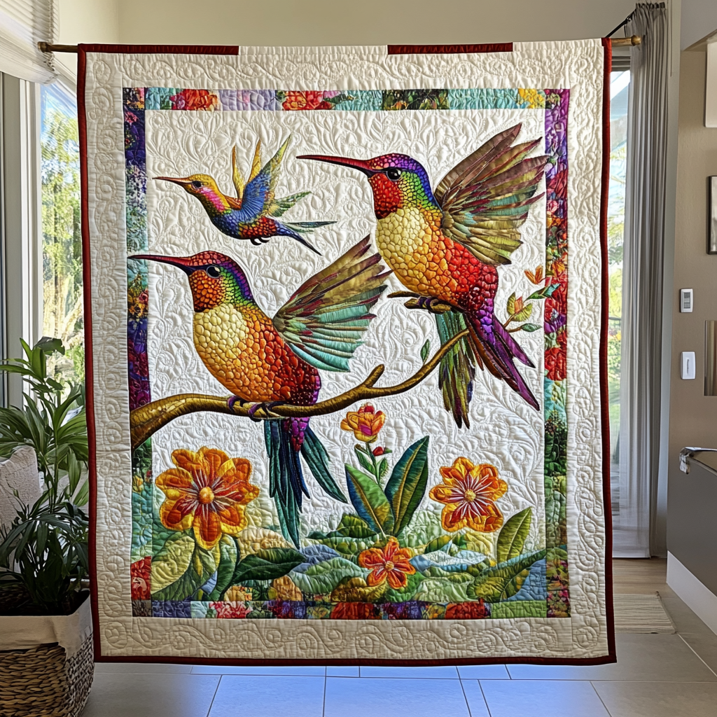 Hummingbird Floral Fantasy WN2509005CL Quilt
