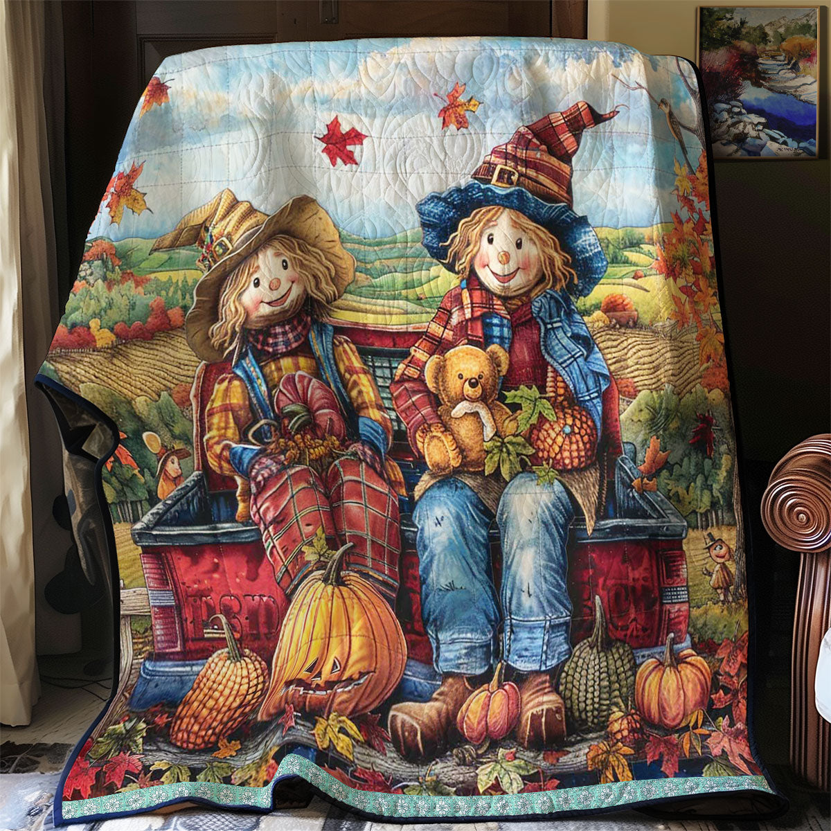 Scarecrow On The Pumpkin Truck WN1109018CL Quilt