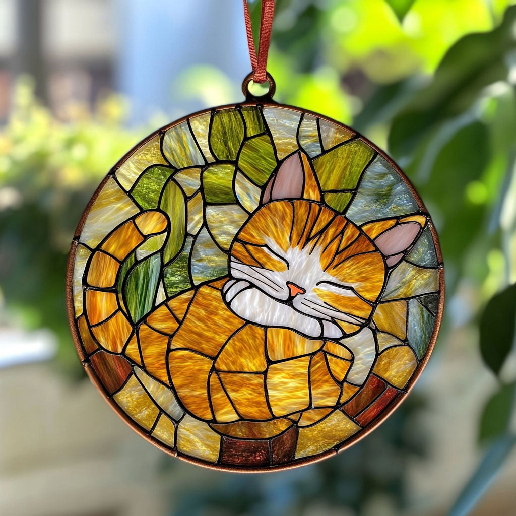 Cute Cat WX0801086CL Stained Glass Suncatcher