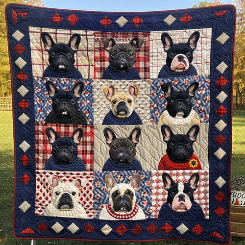 Navy Christmas French Bulldog WP1210032CL Quilt