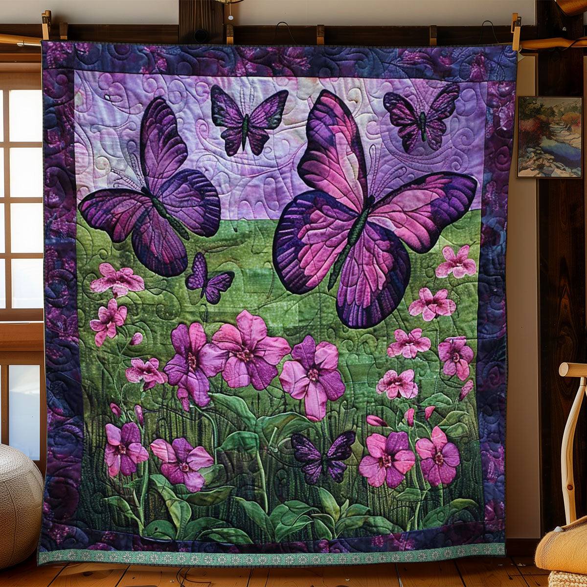 Purple Butterflies WJ2409021CL Quilt