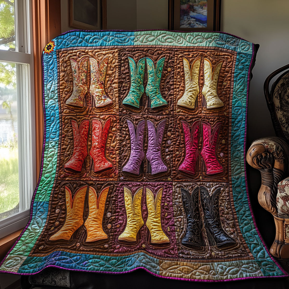 Colorful Cowboy Boots WY0611022CL Quilt