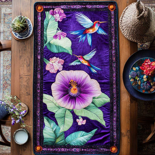 Hummingbird's Purple Haven WN2709034CL Quilted Table Runner