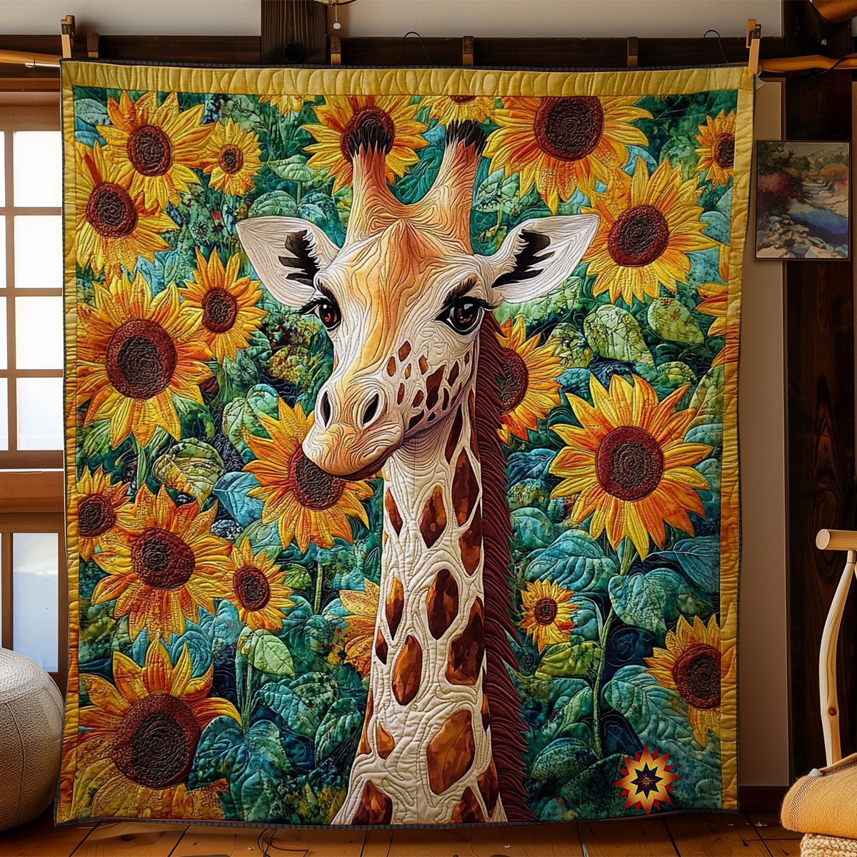Sunflower Giraffe WY1112021CL Quilt