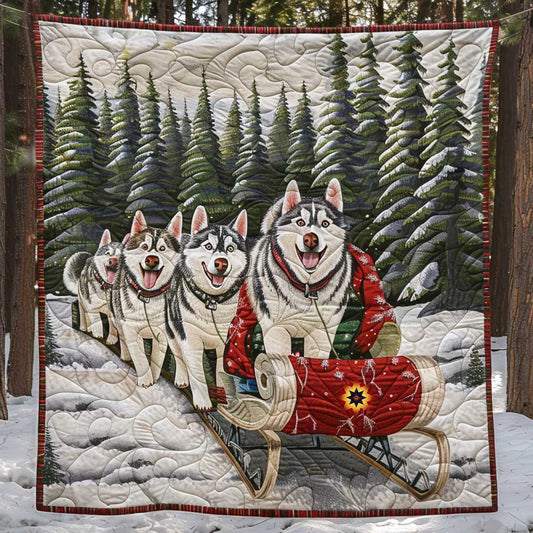 Christmas Sledding Husky WP1810016CL Quilt