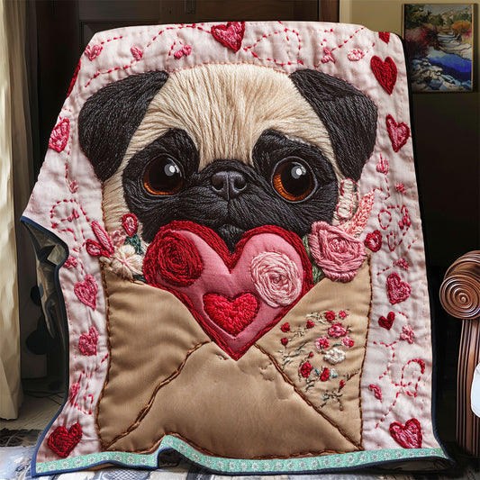 Pug Heart Letter WX1812036CL Quilt