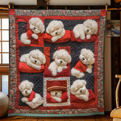 Bichon Frise Sleeping WN1209072CL Quilt