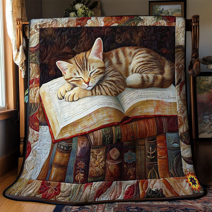 Sleeping Cat In Book WY1112019CL Quilt