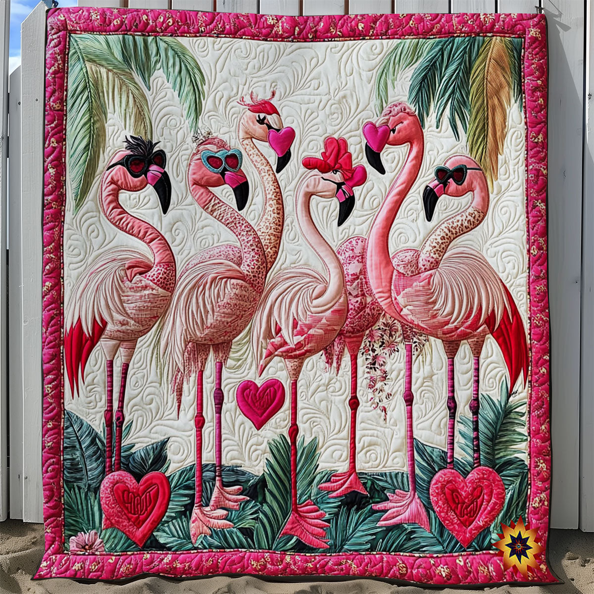 Valentine Flamingo WY0612030CL Quilt