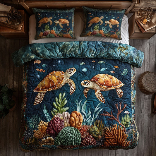 Couple Turtle In Ocean WY1802037CL Duvet Cover Set
