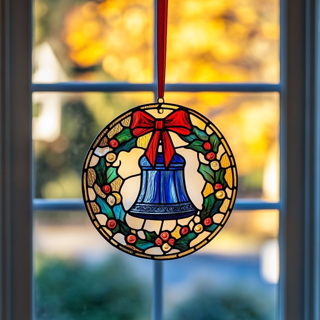 Jingle Bell WJ1811042CL Stained Glass Suncatcher