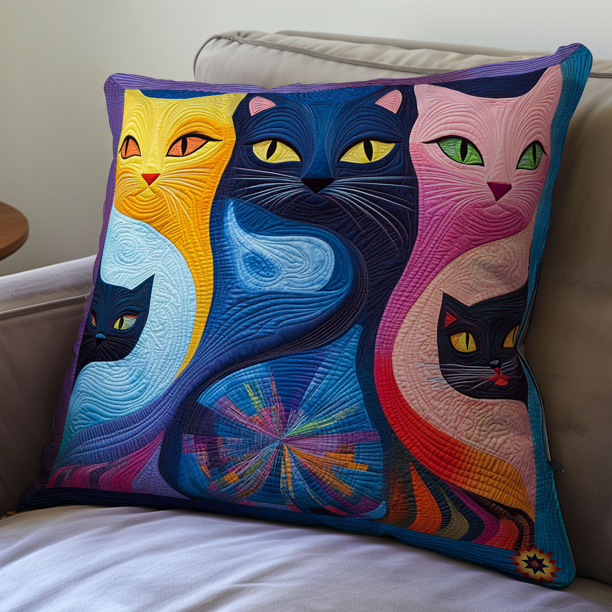 Abtract Cat WY1211051CL Quilt Pillow Case