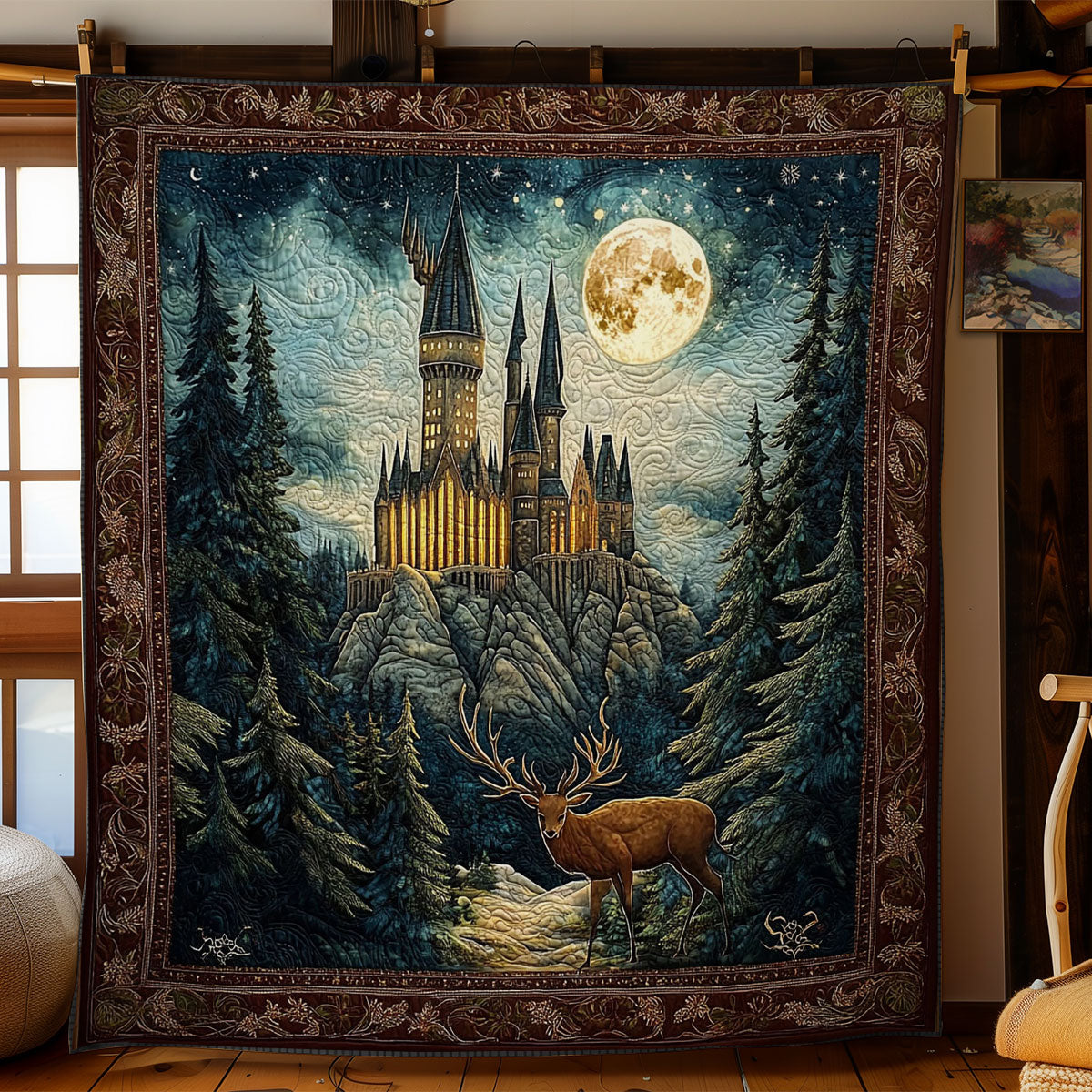 Mystic Castle In Night WY0801038CL Quilt