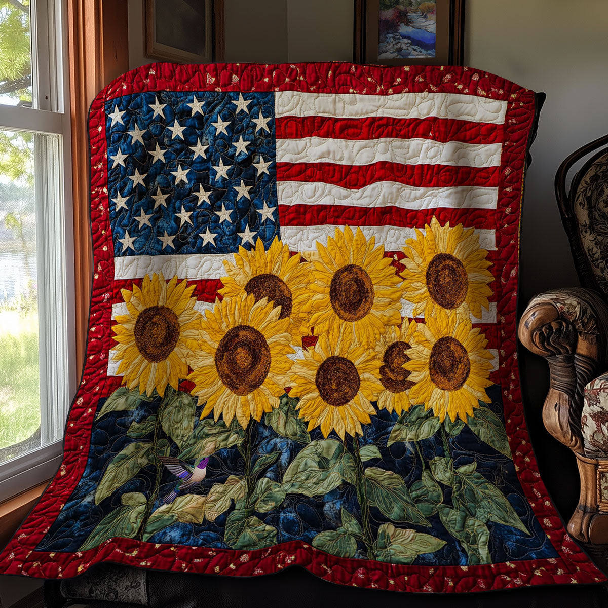 America Sunflower WY2311020CL Quilt