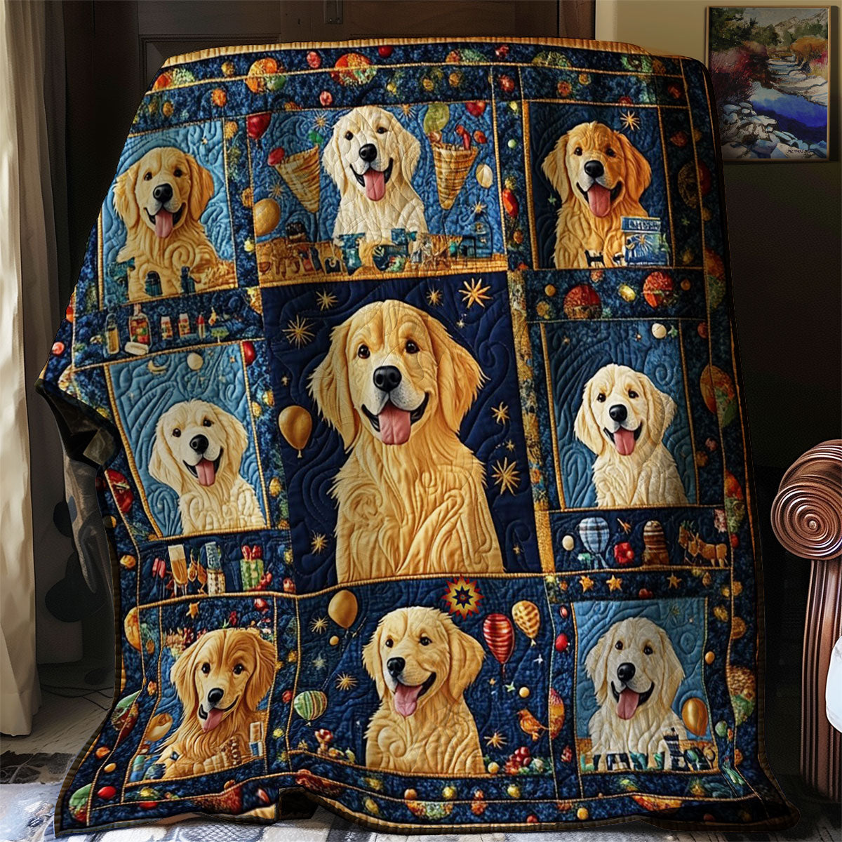 Golden Paws Celebration WJ1912016CL Quilt