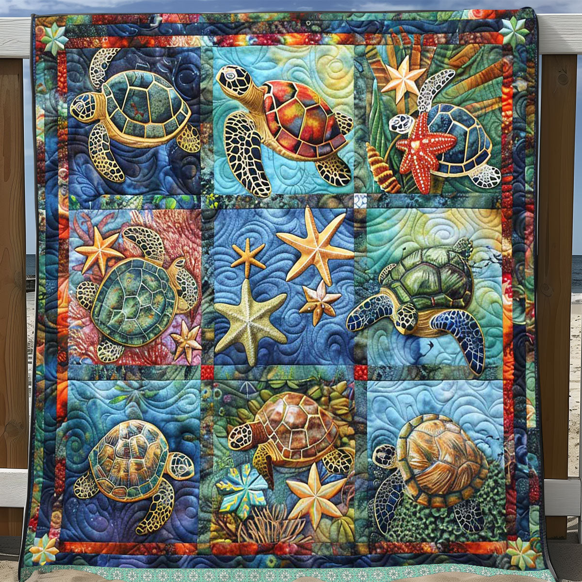 Festival Turtle Starfish WP0509014CL Quilt