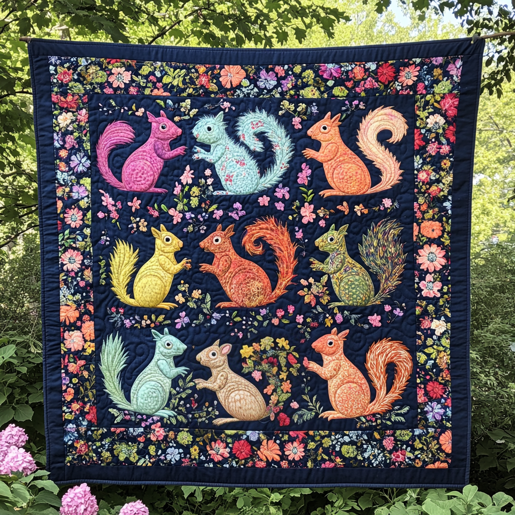 Colorful Squirrels XR2009015CL Quilt