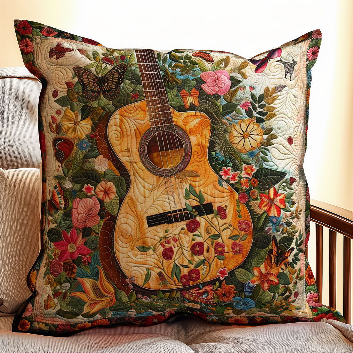 Flower Guitar WJ1209042CL Quilt Pillow Case