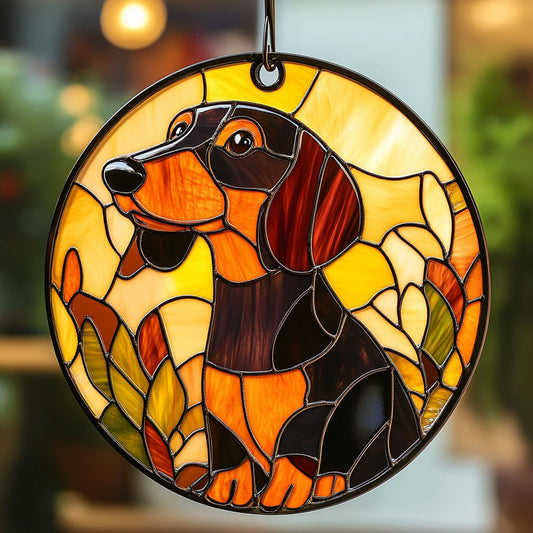 Dachshund WJ0911041CL Stained Glass Suncatcher