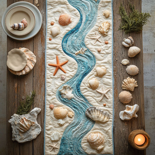 Coastal Calm CW1007010CL Quilted Table Runner