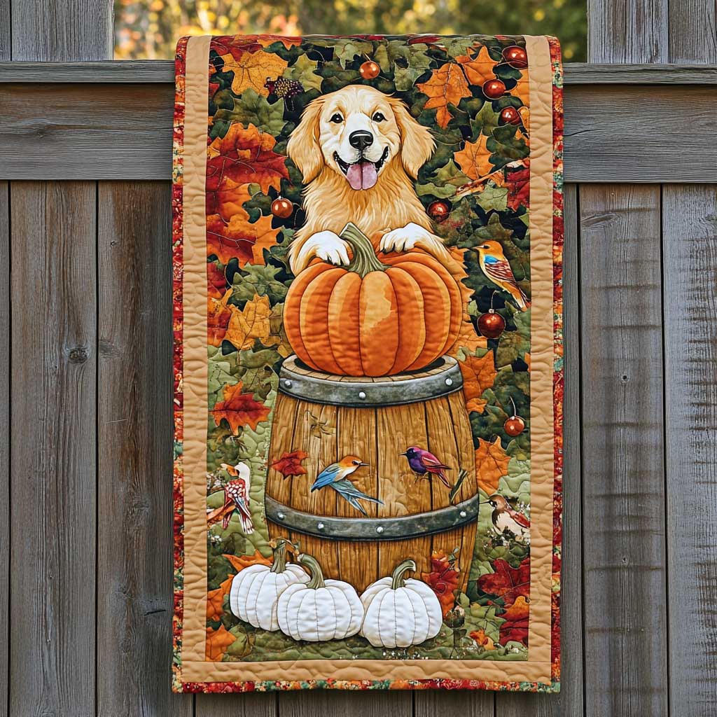 Golden Retriever Pumpkin Delight WN2609096CL Quilted Table Runner