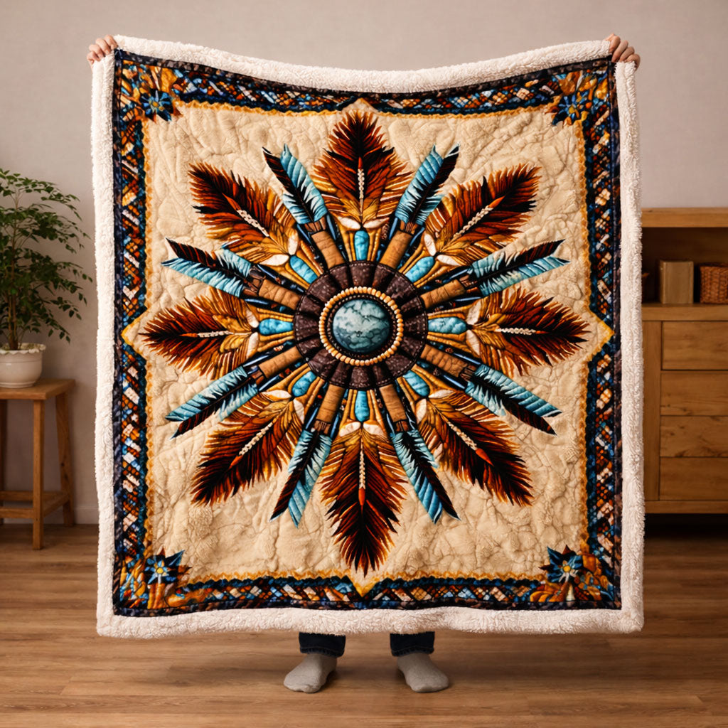 Sacred Feather Mandala KL2101008CL Faux Fur Throw Blanket