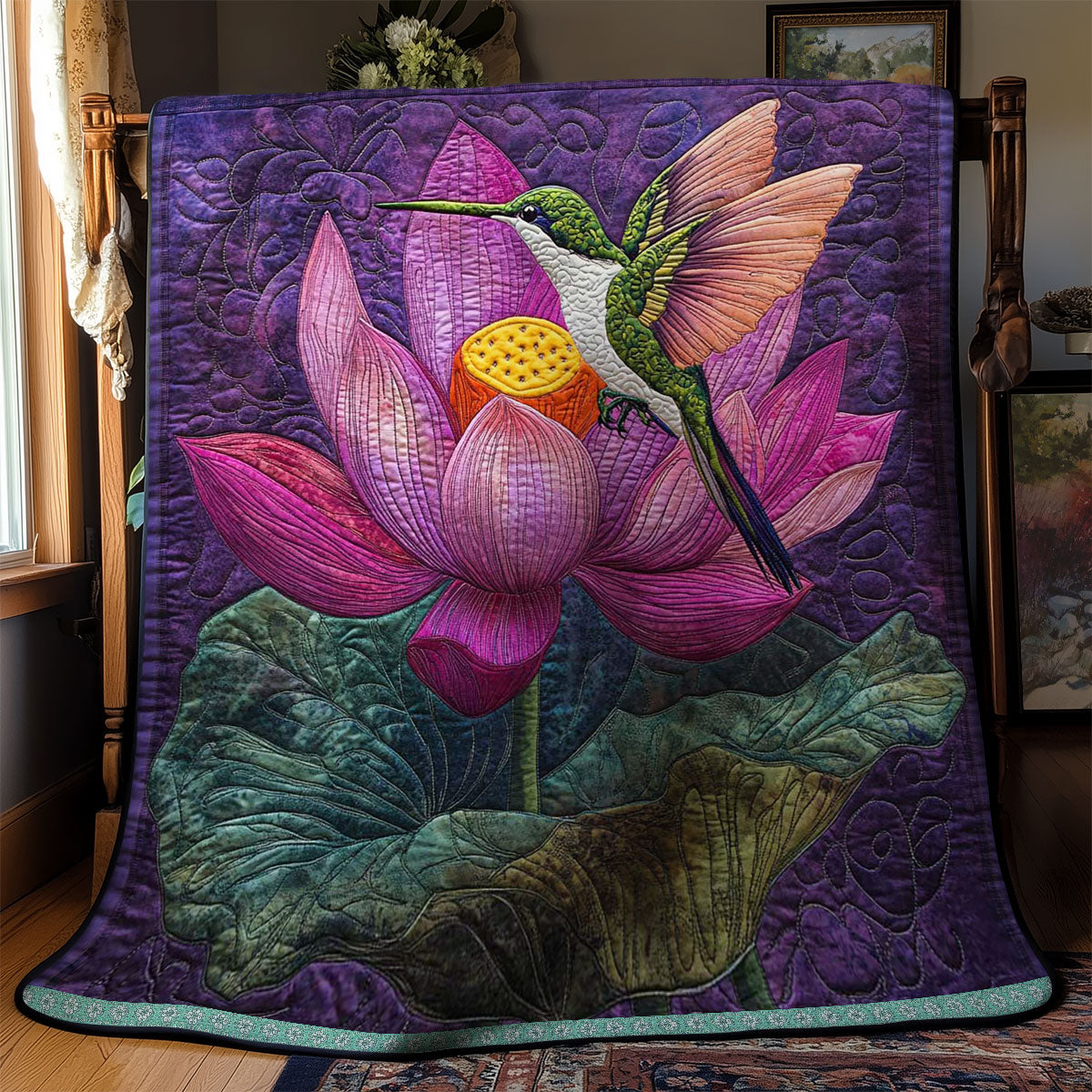 Hummingbird's Lotus Paradise WN2709042CL Quilt