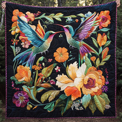 Couple Hummingbird Flower WT2201003CL Quilt