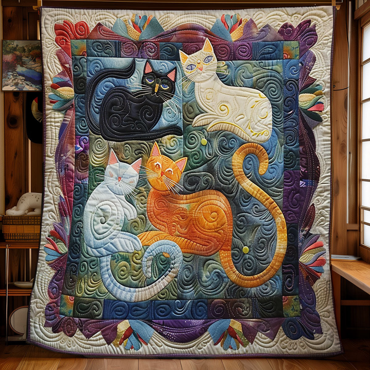 Abstract Cat Family WY0301031CL Quilt