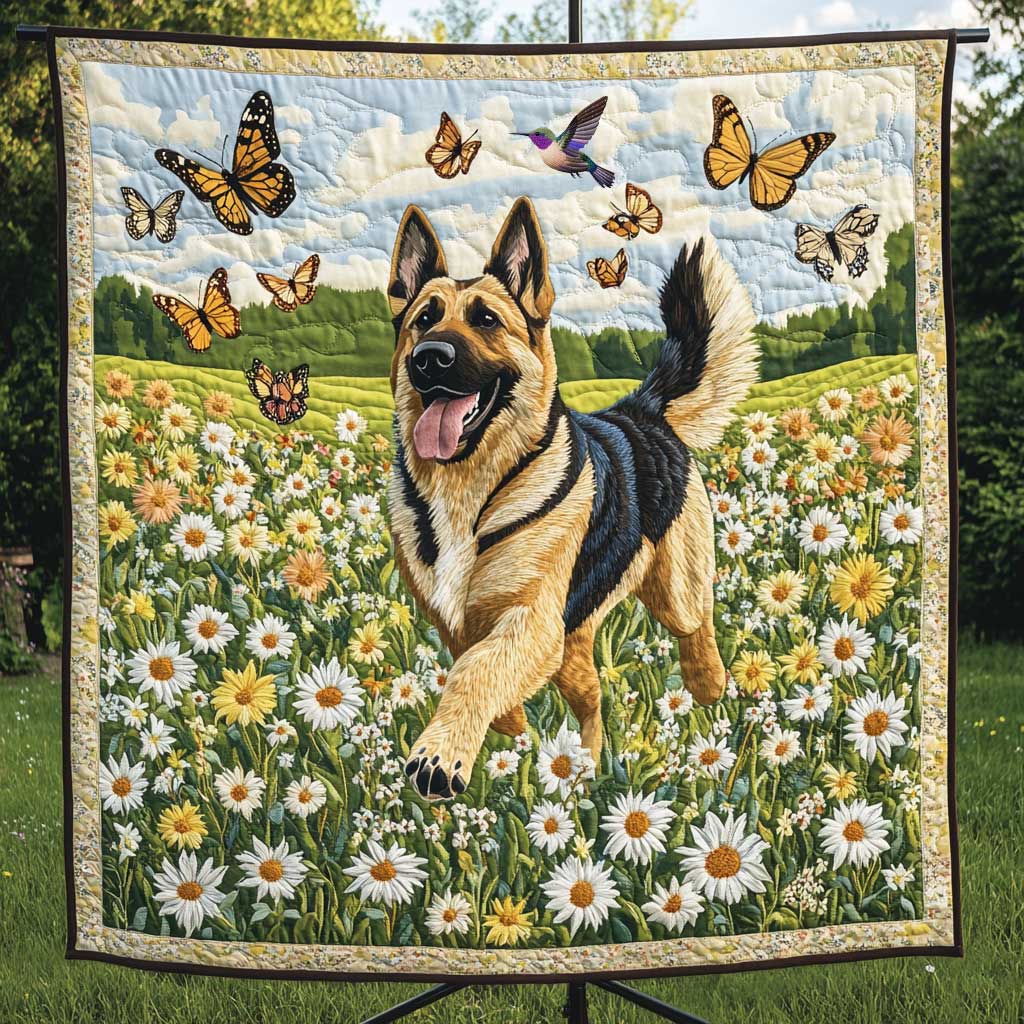 German Shepherd Blooming Chase WN0410036CL Quilt