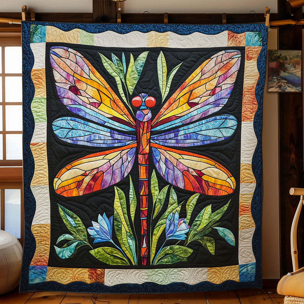 Colorful Abstract Dragonfly WY2702046CL Quilt
