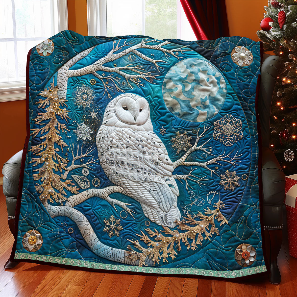 Torquoise Snow Owl WP0609042CL Quilt