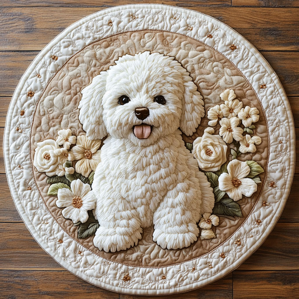 White Cute CP2004180CL Quilted Round Mat