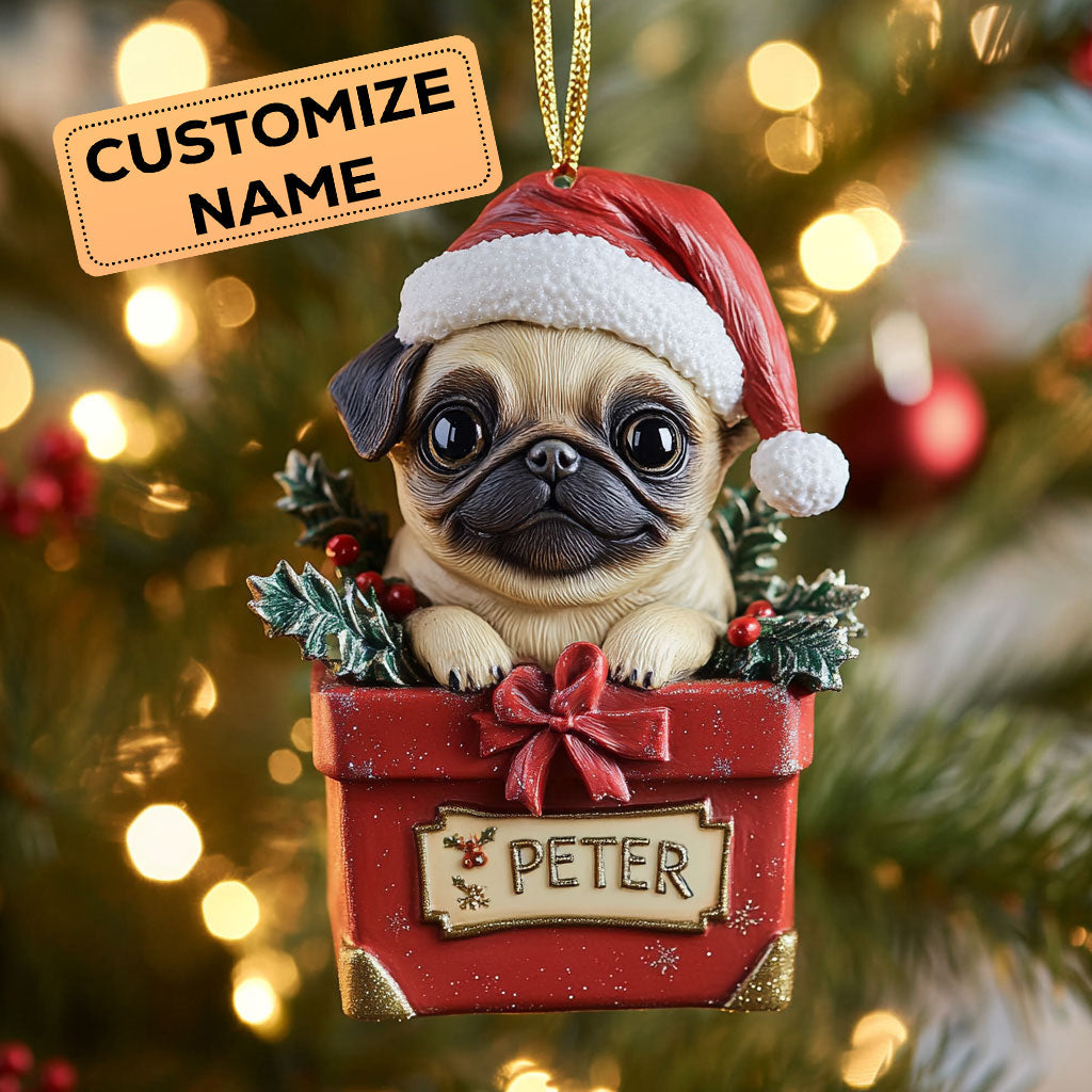 Lovely Pug CW2411038CL Personalized Christmas Ornament