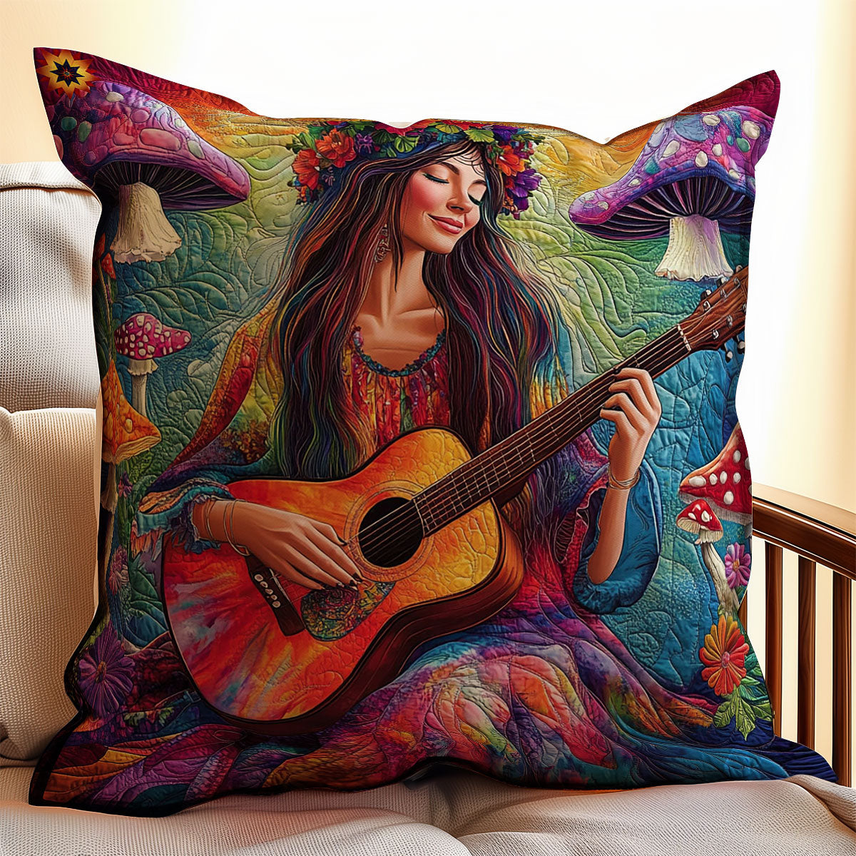 Guitar Girl WY0312126CL Quilt Pillow Case