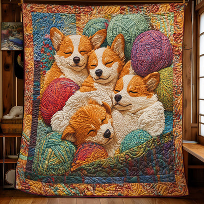 Cozy Yarn And Corgi WY0901025CL Quilt