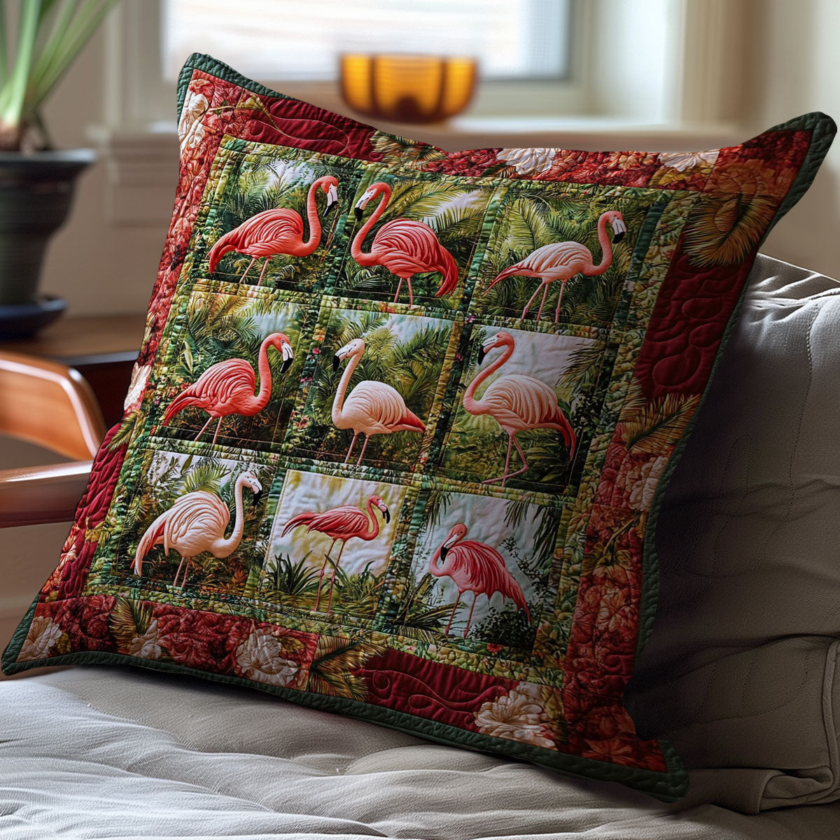 Flamingo In Tropical Forest WY0101009CL Quilt Pillow Case