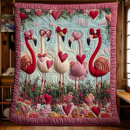 Happy Valentine Flamingo WY2001084CL Quilt