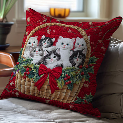 Christmas Basket Kitten WY0612096CL Quilt Pillow Case