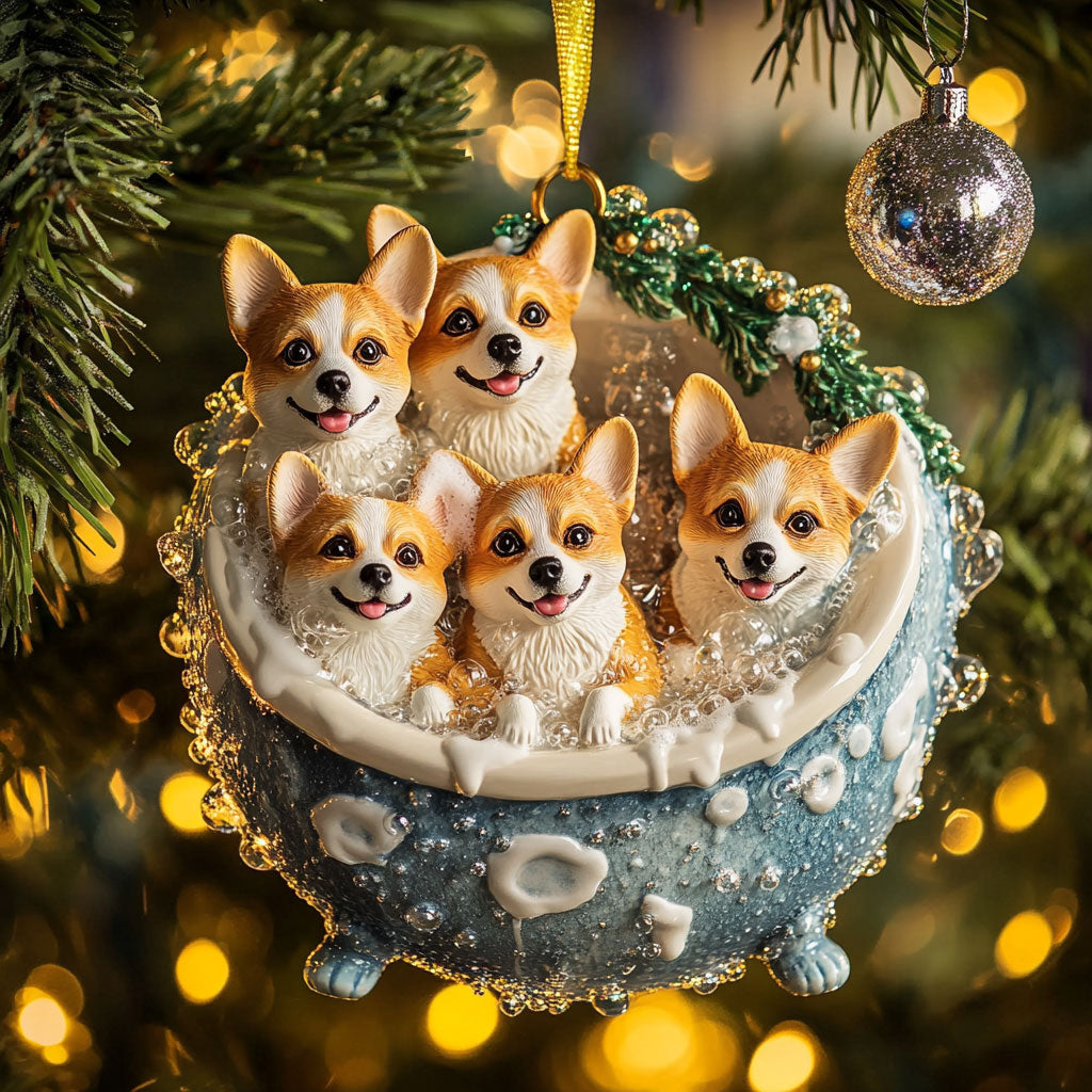 Corgi Happy Time WN1610061CL Christmas Ornament