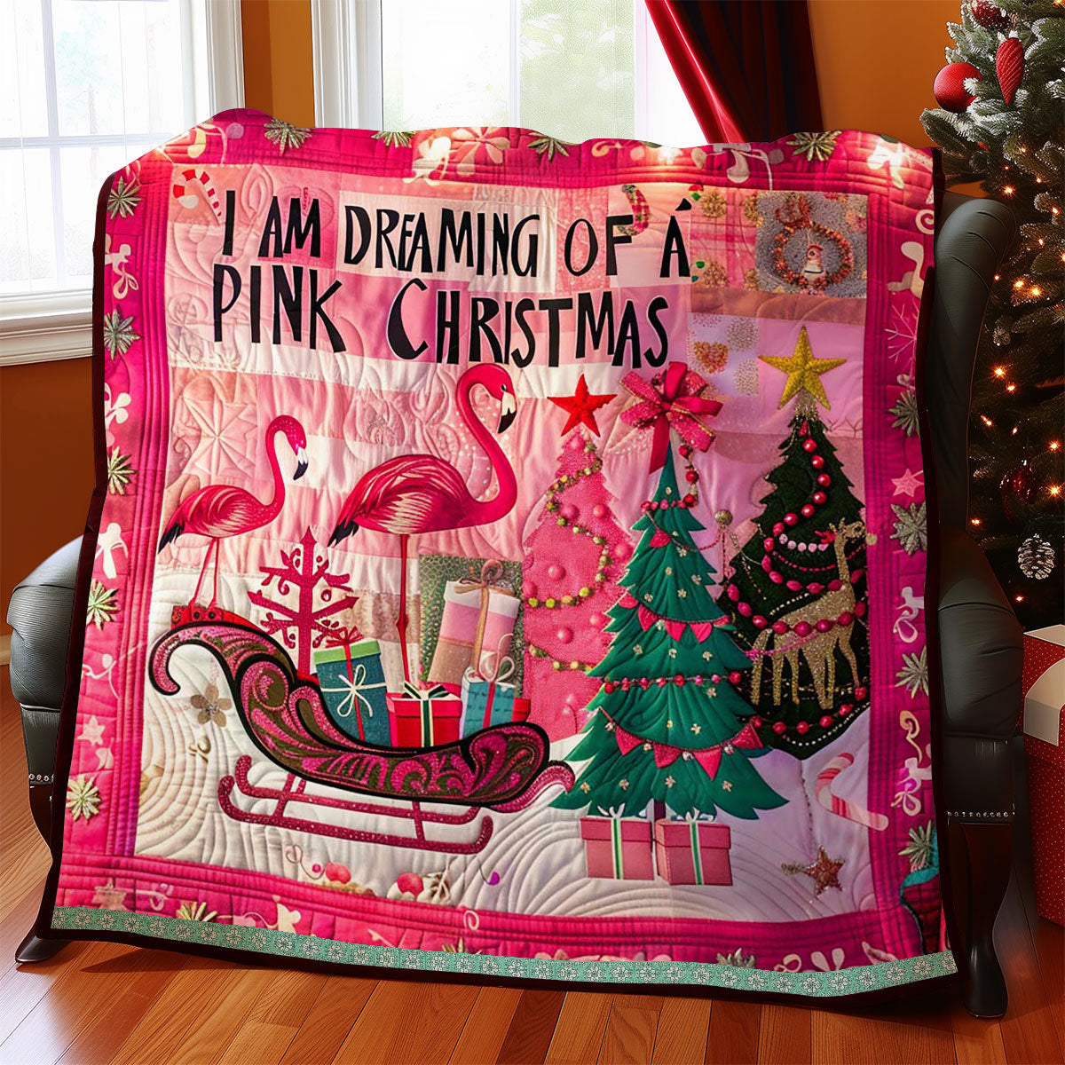 Christmas Flamingo WJ2309002CL Quilt