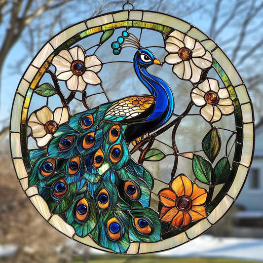 Peacock WJ2809043CL Stained Glass Suncatcher