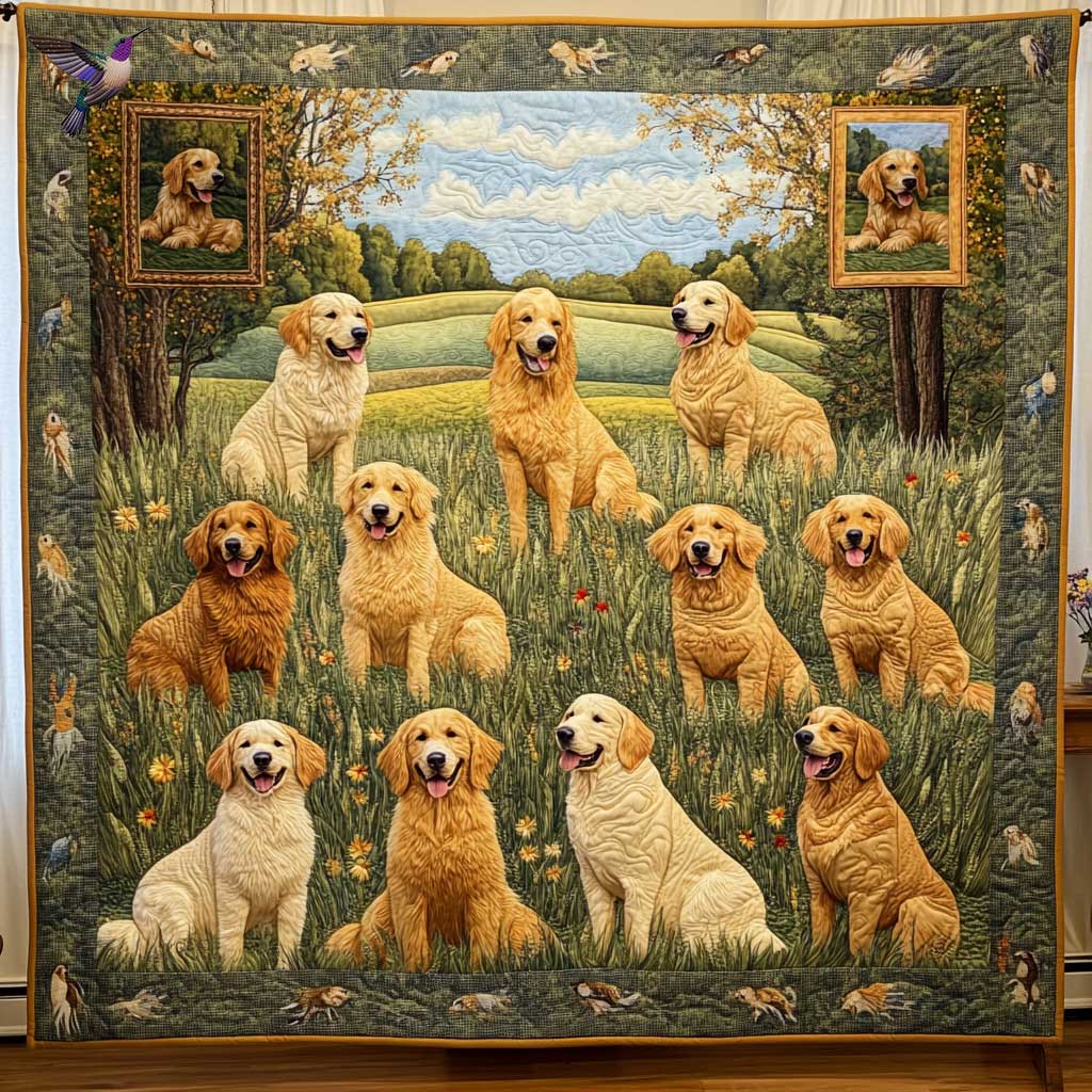 Golden Retriever Gathering WN0411025CL Quilt