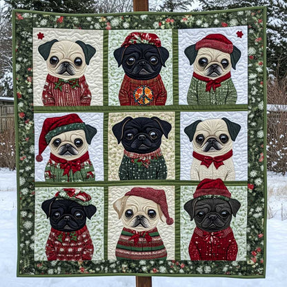 Dog Santa Pug WN0710033CL Quilt