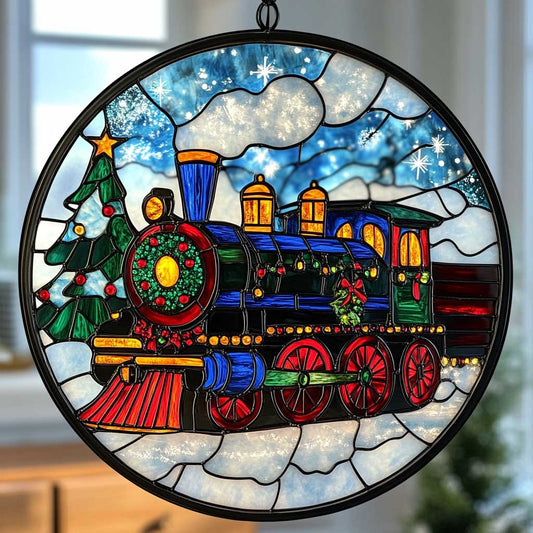 Christmas Train WJ2709037CL Stained Glass Suncatcher