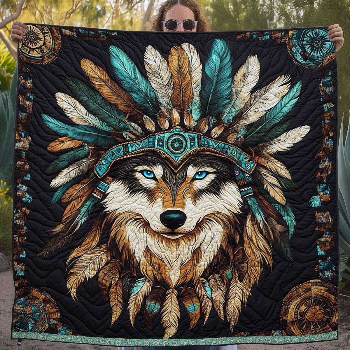 Native American Wolf WJ2709016CL Quilt