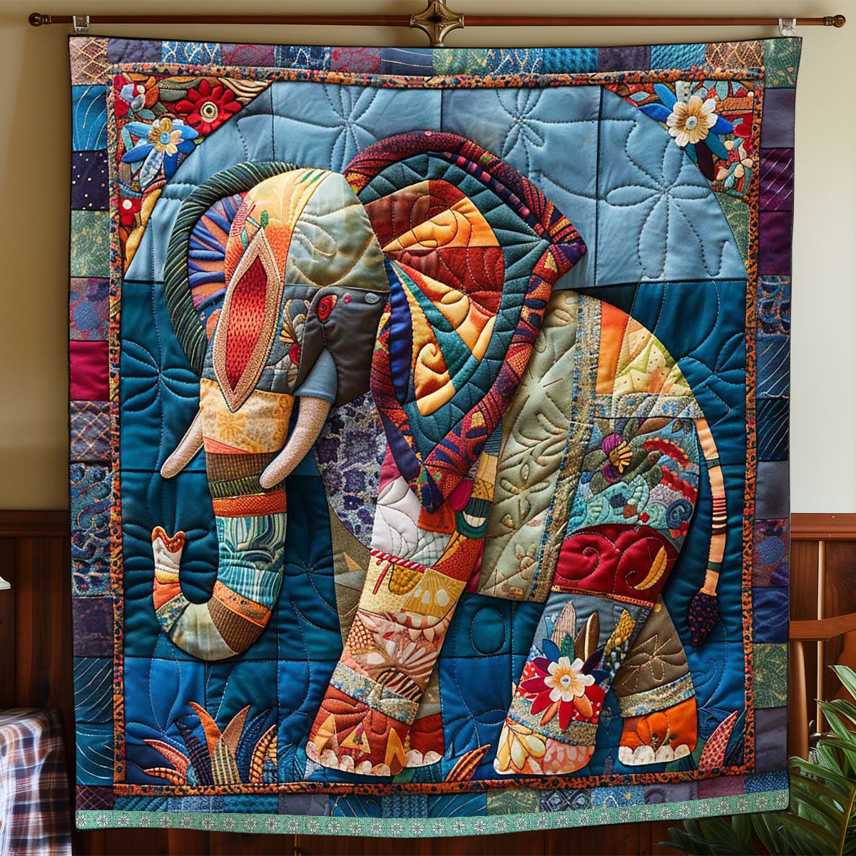Puff Patchwork Elephant WP1009043CL Quilt