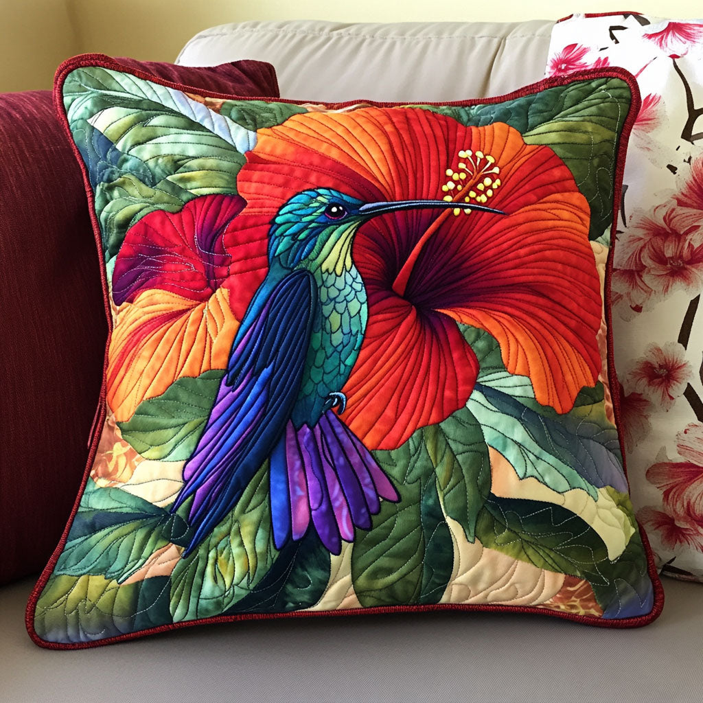 Hummingbird Hibiscus Blooms WT0703033CL Quilt Pillow Case